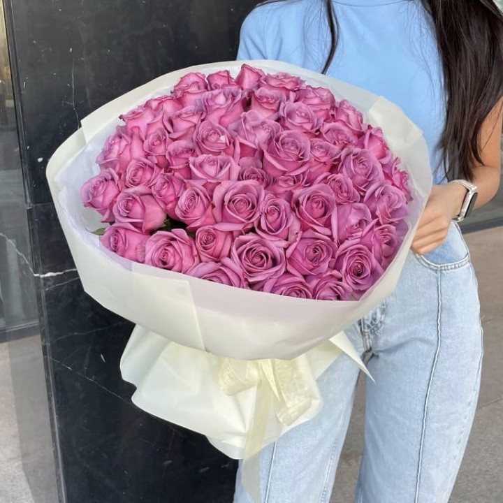 51 фиолетовая роза, 60 см.